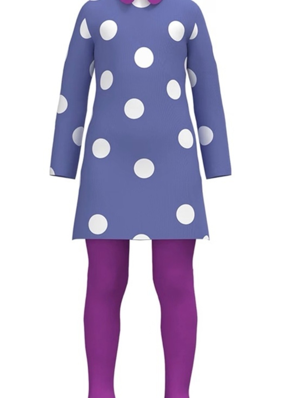 Women/ Girls Long Sleeves A-line Shape Dress with Pants 2 Pieces Polka Dots S/M